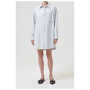 AGOLDE Mazie Long Sleeve Nonstretch Denim Shirtdress in Wash Vague Size Medium